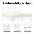 thumbnail image 3 of vidaXL Queen Metal Bed Frame with Headboard & Footboard, Sturdy Steel, White, No Mattress, 3 of 9