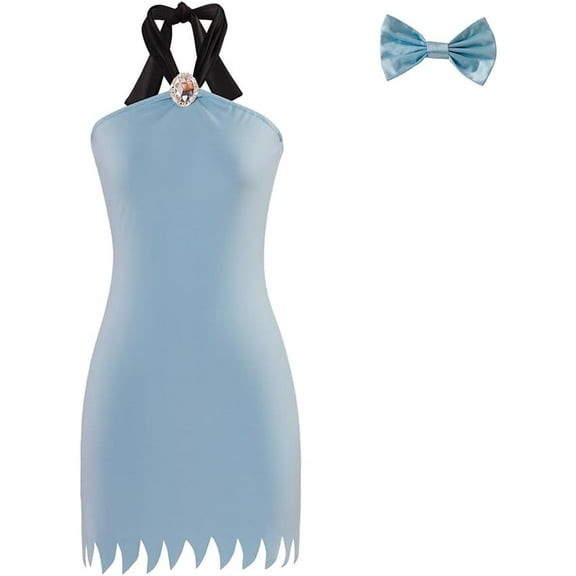 Betty Rubble Dress Women Flintstone Family Dress Sexy Blue Mini Dress
