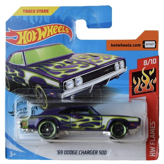 Hot Wheels '69 Dodge Charger 500, HW Flames 8/10 [purple] short card