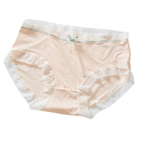 Jgppe Womens Everyday Underwear Seamless Mid Waist Lace Trim Breathable Soft Bikini Panty Cute Briefs for Ladies
