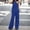 Blue, variant on Women 2 Piece Outfits Boho Casual Solid Color Hanging Neck Sleeveless Top Loose Wide Leg Pants Trousers Two Piece Set Suit Wedding Guest Dresses for Women plus Rompers for Women Minimal Jumpsuit