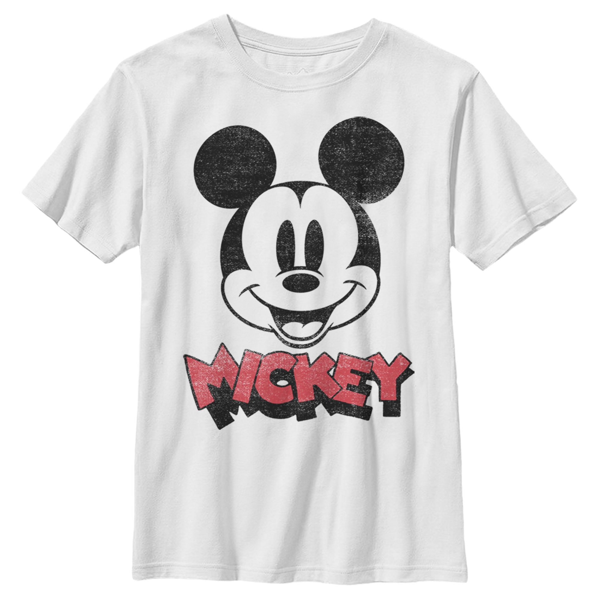Boy's Mickey & Friends Mickey Mouse Retro Headshot  Graphic Tee White Small