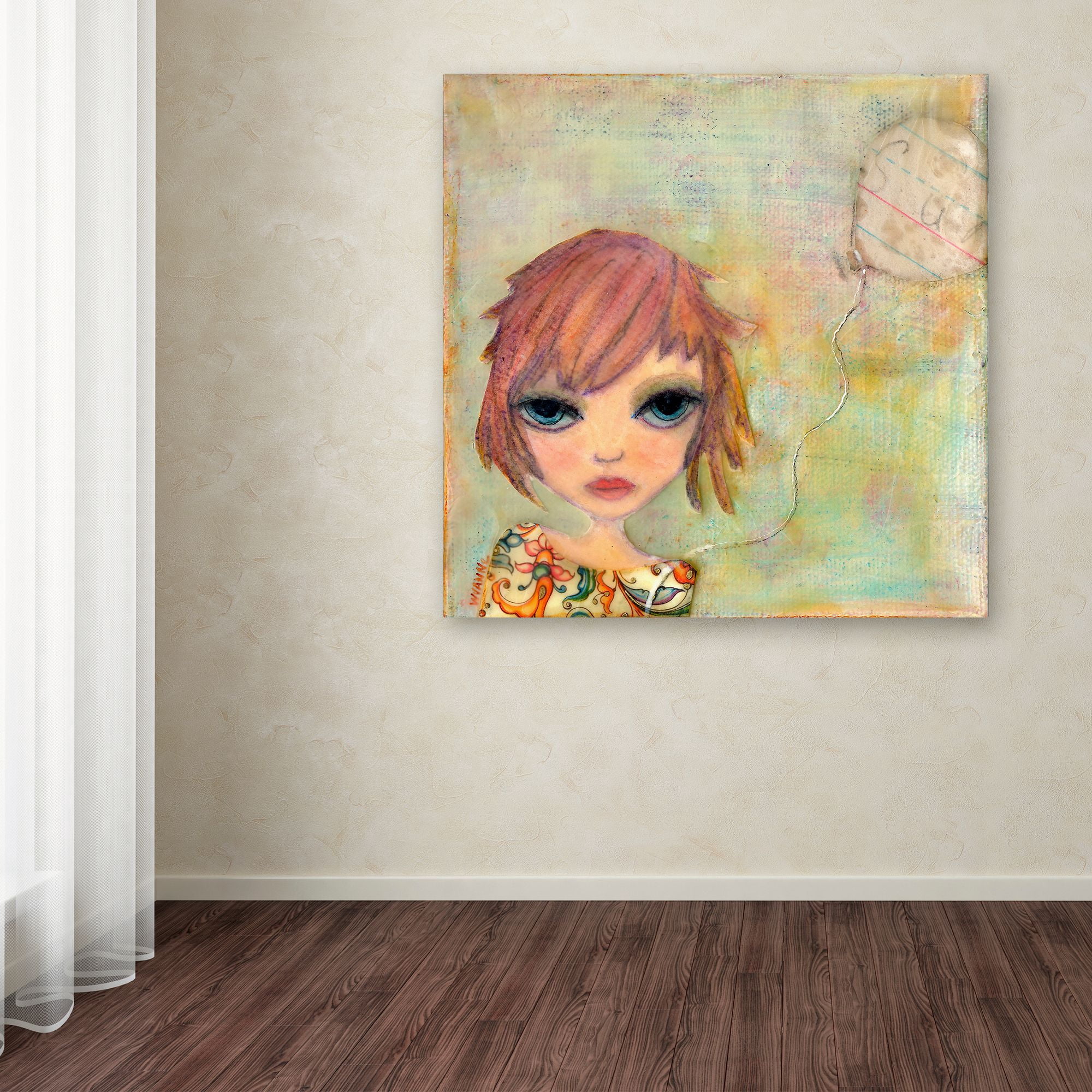 Trademark Fine Art 'Big Eyed Girl Cloudy Day' Canvas Art by Wyanne