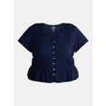 thumbnail image 5 of Terra & Sky Women’s Plus Femme V Neck Smocked Top with Short Flutter Sleeves, Sizes 0X-5X, 5 of 5