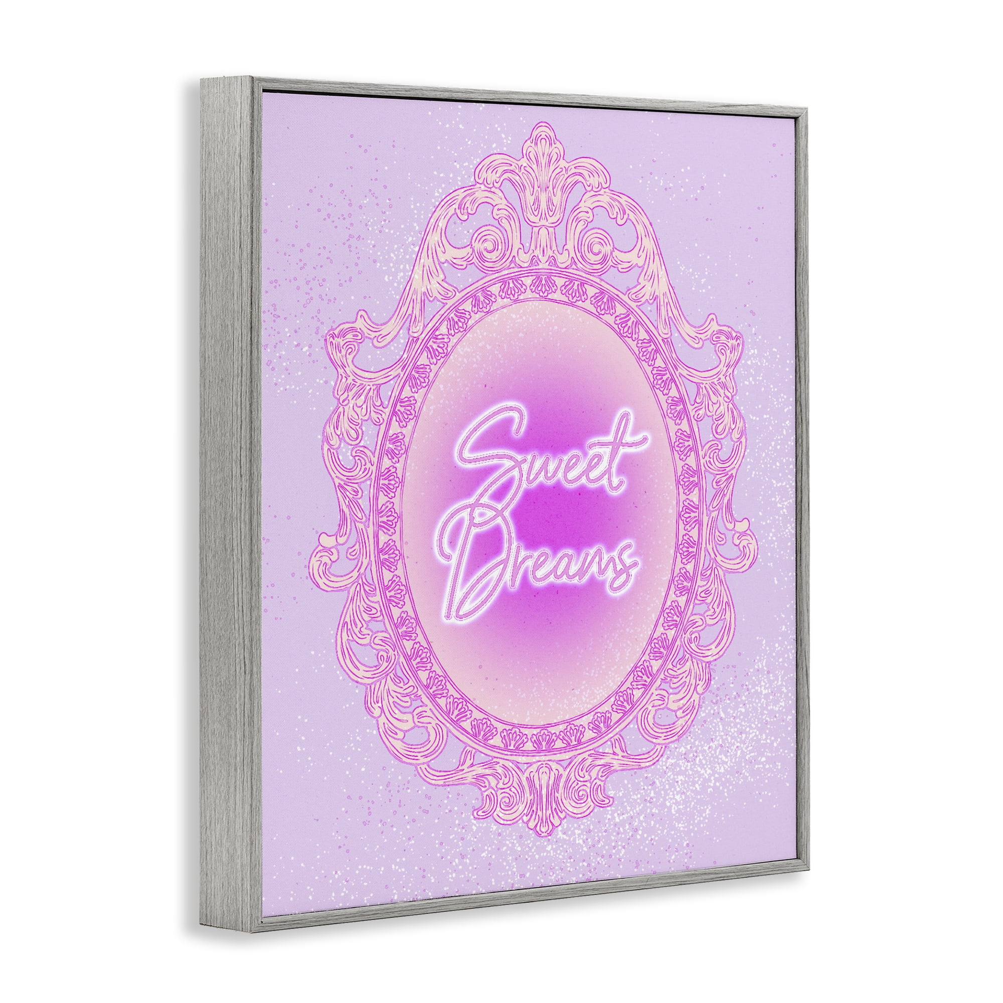 Stupell Industries Sweet Dreams Ornate Mirror Gray Framed Giclee Art, design by Ziwei Li