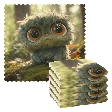 

6 Pack Kitchen Dish Towels 11 Inch x 11 Inch Reusable Cleaning Cloths for Washing Dishes Dish Cloths for Drying Dishes A Cute Fantasy Creature