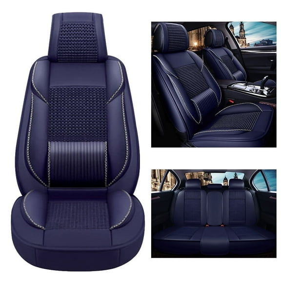 Maidao Car Seat Covers Full Set Leather for BMW for M3 2020-Present 5 Seats Water Resistant Front Rear Cushion Protector Blue