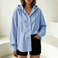 thumbnail image 2 of TaTaai Women's Striped Sun Protection Button Down Hoodie Long Sleeve Loose Shirt Jacket for Summer Beach, 2 of 5