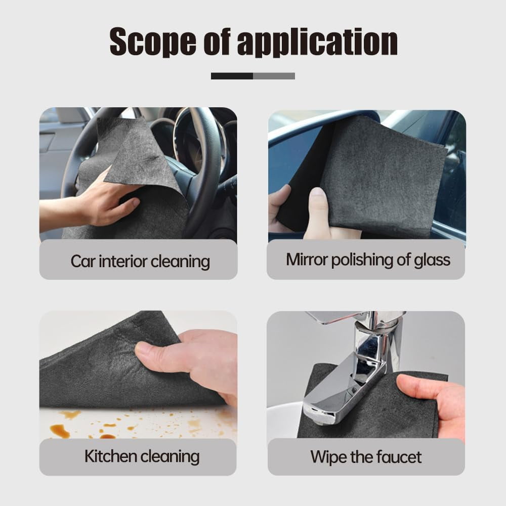 Genie Magic Cleaning Cloth, Thickened Reusable Microfiber Cleaning Cloths, Streak-Free and Lint-Free Cleaning Rags for Windows, Mirrors, Kitchen, Glass and Car