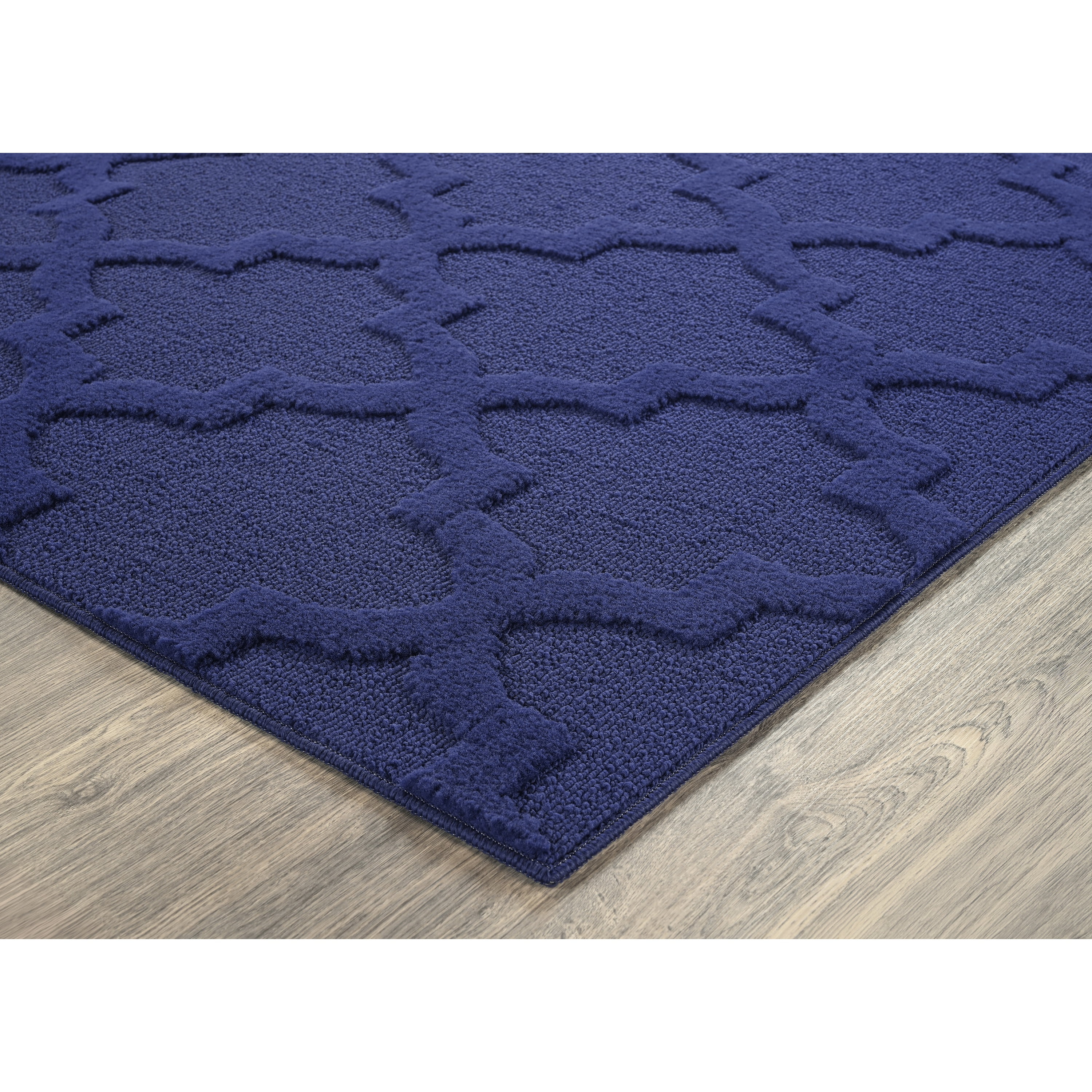 Garland Rug Quatro Polypropylene Navy Indoor Runner Rug, 3' x 8'
