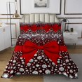 thumbnail image 1 of Red Bowknot Quilt Set Kawaii Bow Knot Coverlet Set,Silk Ribbon Bedspread Set Queen,Glitter Sequin Print Diamond Quilted Dreamy Princess Style Cute Room Decor for Teen Girls, 1 of 5