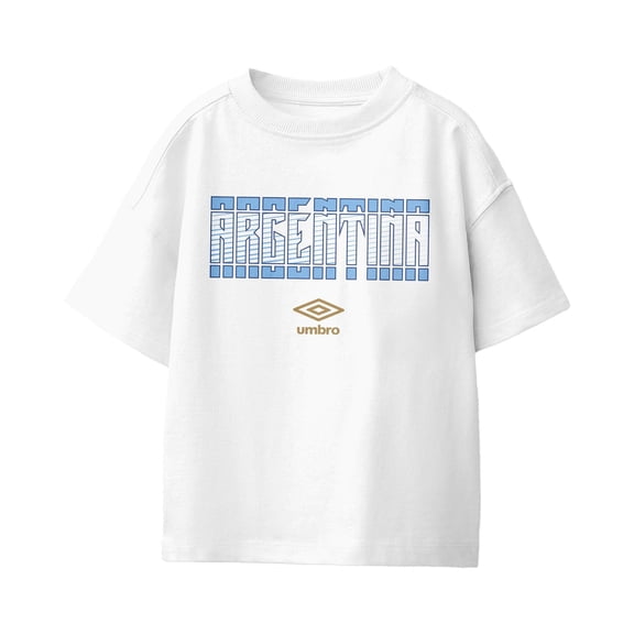 Umbro Kids Argentina Stacked Soccer T Shirt (White, XS-XL)