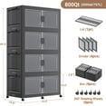 thumbnail image 6 of BROVIEW Stackable Storage Bins 200Gal Extra Large, Collapsible Plastic Closet Organizers Cabinet for Home, Lid, Wheels, Doors, Dividers, 4-Pack Black, 6 of 8