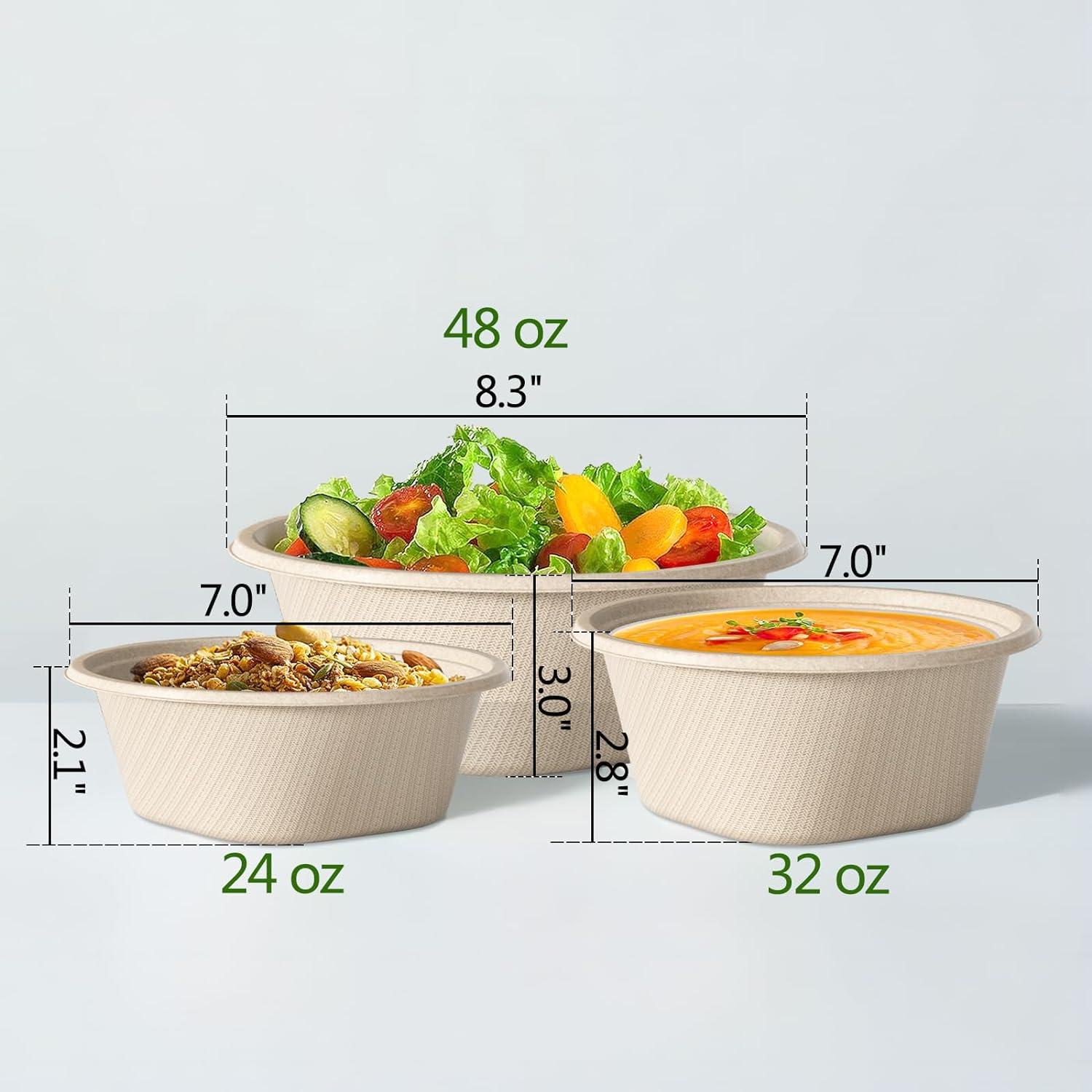 Large Disposable Salad Bowls - Heavy Duty Paper Bowls - Made from 100% ...