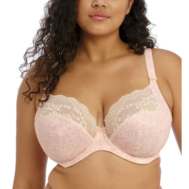 Elomi Lucie Banded Stretch Lace Plunge Underwire Bra (4490),40H,Pale Blush