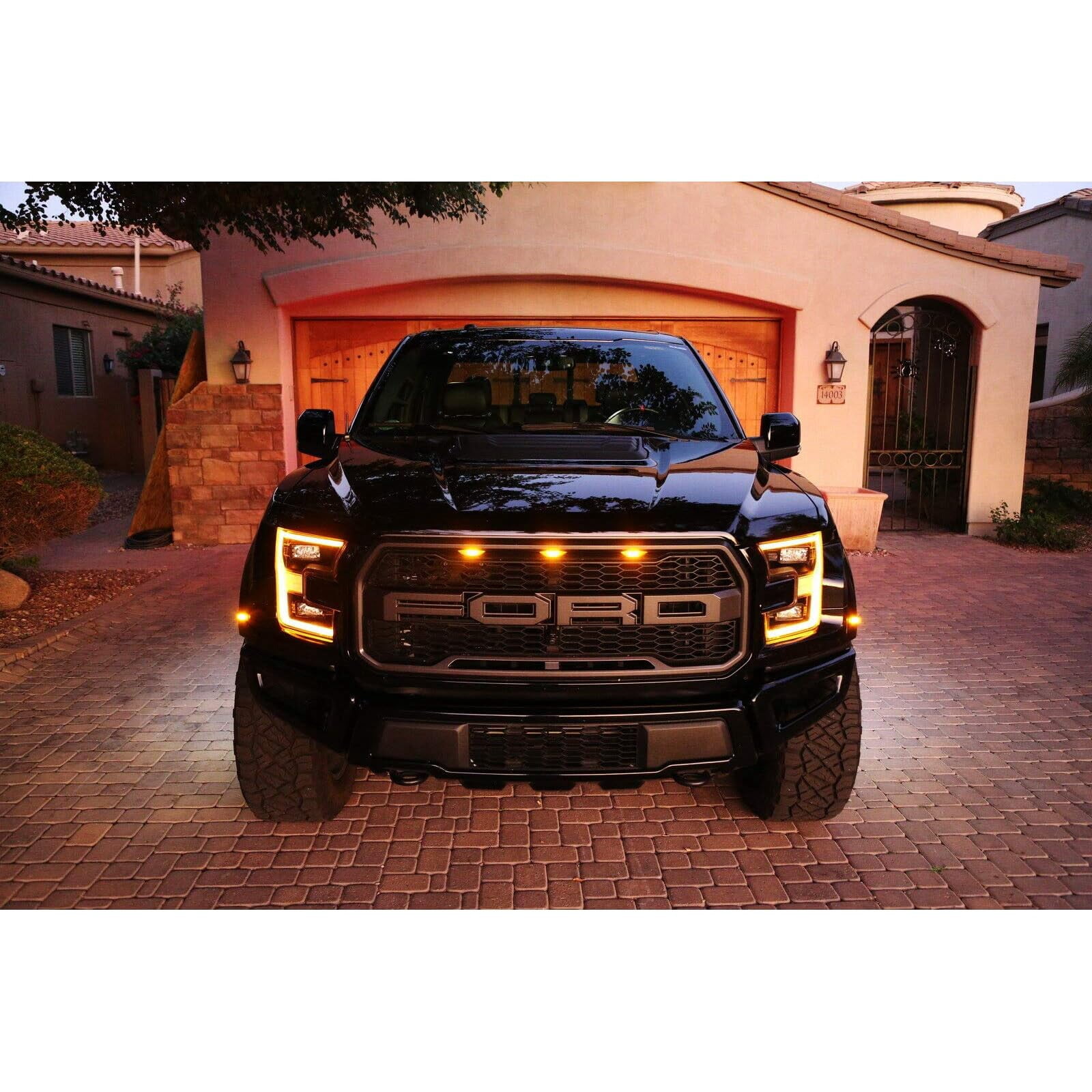 JDMTECH Smoked Lens Amber LED Sidemarker Lights For 2017-2020 Ford F-150 Raptor - Black Housing-1288798