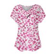thumbnail image 3 of YOTAMI Womens Plus Size Tops Summer Short Sleeve Casual Shirts Fashion Floral Print V-Neck T-Shirt Flowy Loose Soft Blouses Pink, Size XXXL, 3 of 3