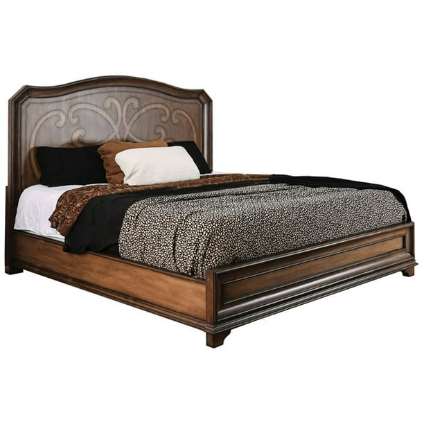 Furniture of America Zed Transitional Queen Panel Bed in Warm Chestnut
