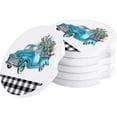 thumbnail image 1 of ZHANZZK Summer Blue Truck and Cactus Black and White Lattice Set of 4 Car Coaster for Drinks, Absorbent Ceramic Stone Coasters Cup Mat with Cork Base for Home Kitchen Room Coffee Table Bar Decor, 1 of 5
