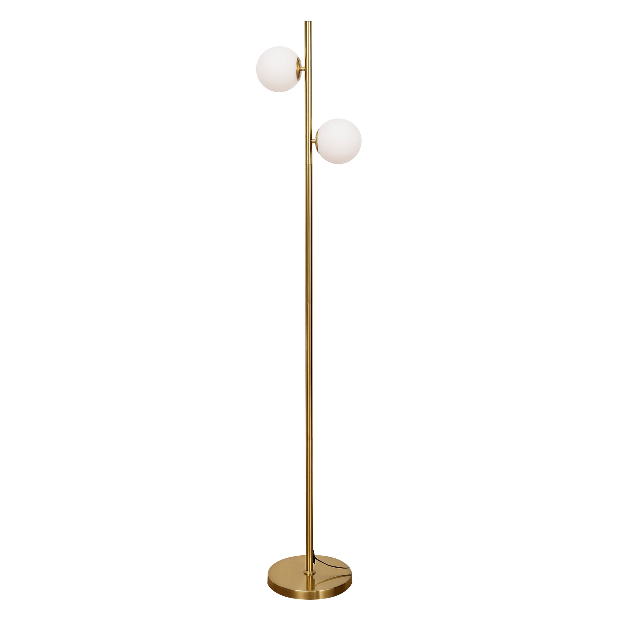2Light Gold Floor Lamp Globe Modern Standing Lamp with Foot Switch