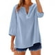 thumbnail image 2 of Vestidos Casuales Para Mujer, Blusas De Mujer De Moda Blusa informal de moda para mujer, con cuello en V, manga 3/4 y botones decorativos, 2 of 6
