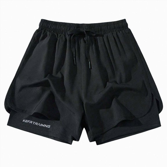 KPOPLK Men's 2 in 1 Athletic Running Shorts Quick Dry 5 Inch Lightweight Workout Gym Shorts with Liner and Pockets Size S,Black