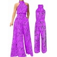 thumbnail image 3 of Combinaisons Habillées pour Femmes Soirée Invitée de Mariage Grande Taille Sans Manches Combinaisons Pantalon Grand Long Violet G, 3 of 5
