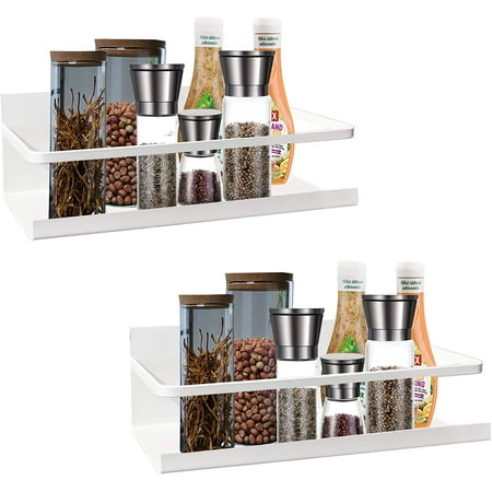 YCOCO Magnetic Spice Rack Organizer Single Tier Refrigerator Spice Storage Shelf, Easy to Install The Side of The Refrigerator Can Hold spices, Jar of Olive Oil, Cooking Oils, Salt, Pepper,Pack of 2