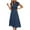 Blue, variant on Qiopertar Women's Summer Casual Dress Short Sleeve Round Neck Flutter Sleeve A-Line Midi Dress Solid Color Fashion Comfy Vacation Party, Blue M