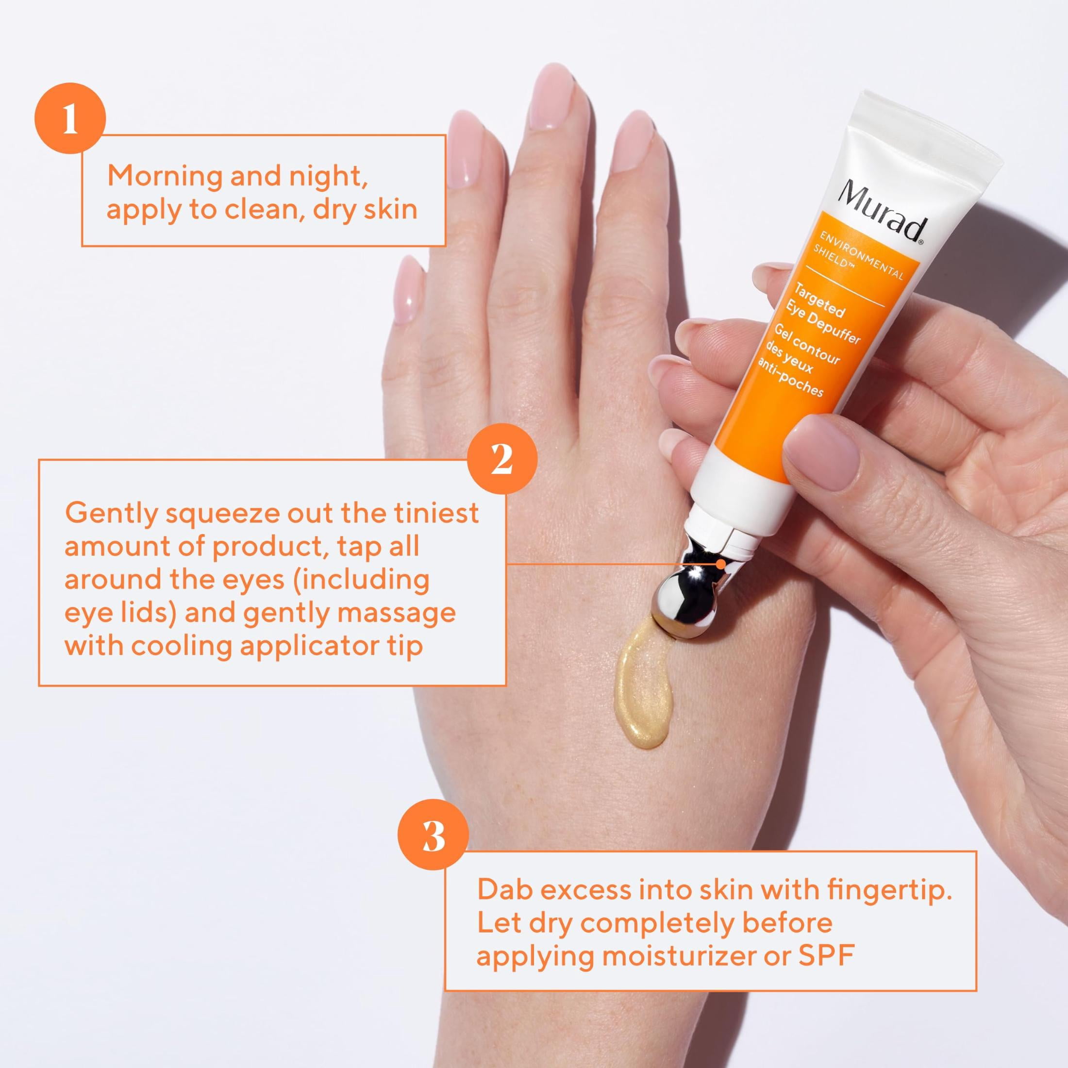 Murad Targeted Eye Depuffer – Ginseng, Lily, and Caffeine Eye Cream Fights Fatigued and Stressed Appearance by Brightening, Depuffing, and Firming Under-Eye Bags – 0.5 Fl Oz
