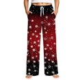 thumbnail image 3 of Christmas Sleep Pants for Women Snowflakes Elastic High Waist Drawstring Sleep Pants Wide Leg Soft Loose Xmas Sleep Pants, S, 3 of 6