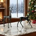 thumbnail image 4 of European-Style Black Metal Reindeer Statue Decorative Sculpture for Christmas Mantle, Entryway, Tabletop, Modern Holiday Decor for Home, Office, or Event Spaces, 4 of 7