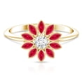 thumbnail image 4 of Rosec Jewels Lab Grown Ruby and Diamond Floral Ring for Women (AAAA Quality) - Statement Cocktail Ring - with Jewelry Box, 18K Yellow Gold, US 3.00, 4 of 8