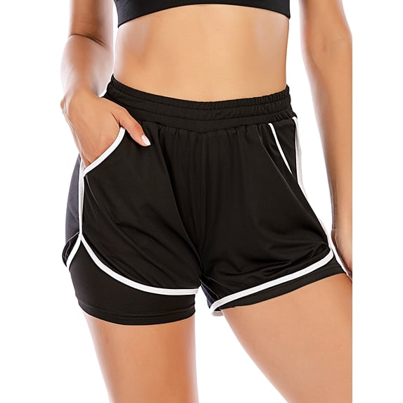 Women 2 in 1 Sports Shorts Fitness Running Sport Shorts Workout Training Yoga Gym Shorts With Pockets