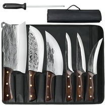 7PCS Handmade HAND FORGED DAMASCUS STEEL CHEF Butcher KNIFE Kitchen Knives Set