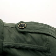 WREESH Mens Cargo Jacket Fleece Cotton Military Jackets Mid Length Hooded Padded Jacket Thicken Warm Winter Coats Olive Green