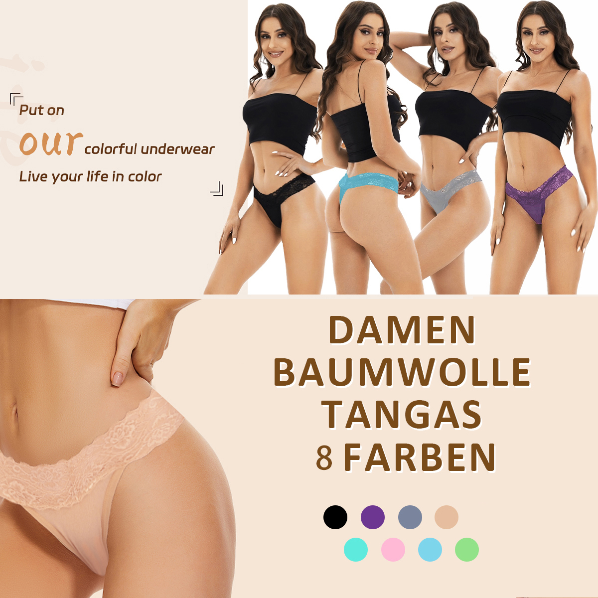 Sexy Lace Thongs for Women Thong Underwear Women Lace T-back Panties Women Underwear Cotton Thongs Cheeky,8 Pack