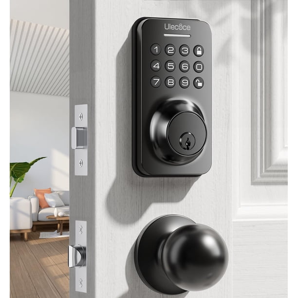 Cerradura de puerta de entrada sin llave con juego de manija, cerraduras de puerta para puerta delantera, cerradura de puerta con teclado con manija, perilla de puerta inteligente, cerradura automátic