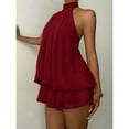 thumbnail image 3 of Women's Elegant Halter Tie Mini Dress Purple Summer Dress, 3 of 10