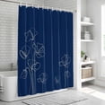 thumbnail image 5 of Navy Blue Flowers Shower Curtain Set - 48" x 72" Washable Bathtub Curtain with 12 Hooks, Rustic Abstract Floral Simple Art Waterproof Fabric Stall Shower Curtains for Bathroom/Bathtub Décor, 5 of 6