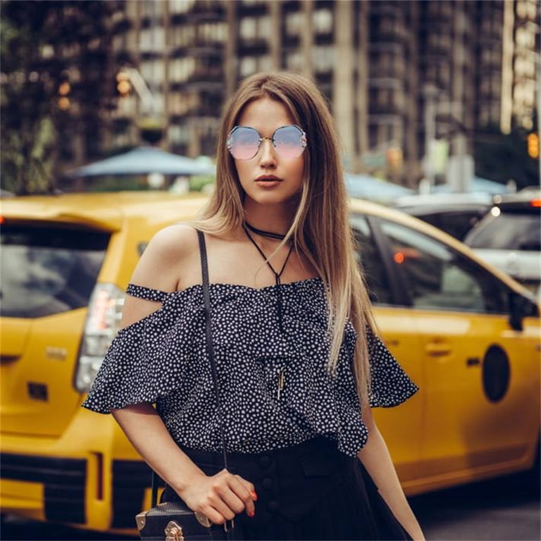 Diamond  Sunglasses Vintage Oversized Rimless Amazon.com: Woman Rimless Diamond Sunglasses,Polygonal  main image 2