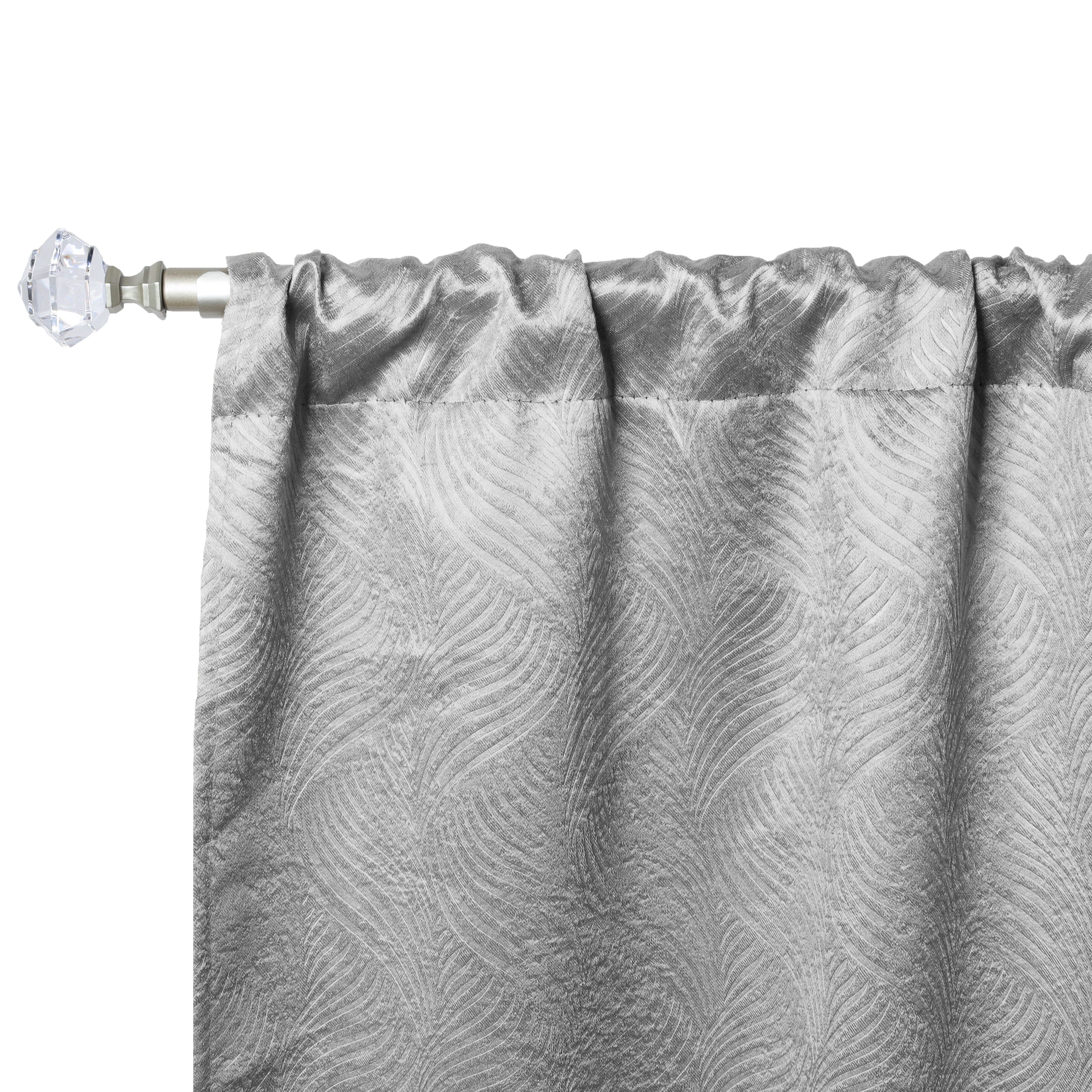 Superior Wave Blackout Rod Pocket Curtains Panel Set, Chrome, 26" x 63"