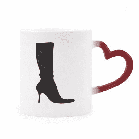 

Simple Pattern Black High Boots Outline Heat Sensitive Mug Red Color Changing Stoneware Cup