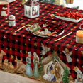 thumbnail image 4 of Christmas Tablecloth 60×60 Inch, Holy Nativity Red Buffalo Plaid Washable Table Cover for Party Picnic Dinner Decor, 4 of 5