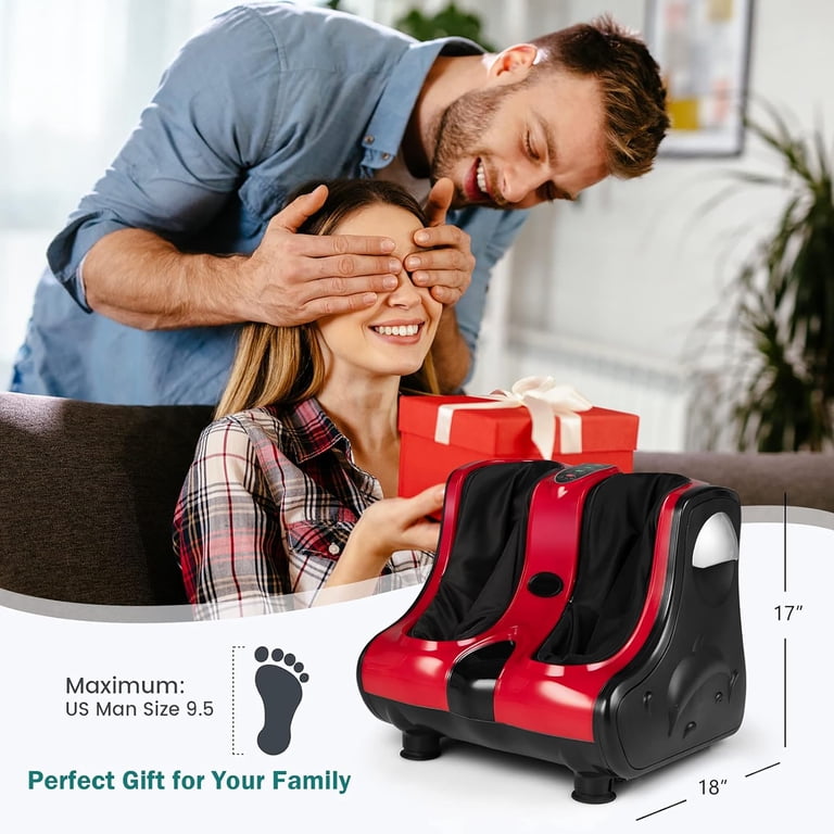 Costway Leg Massager Shiatsu Kneading Rolling Vibration Heating Foot Calf Black/Red/Grey