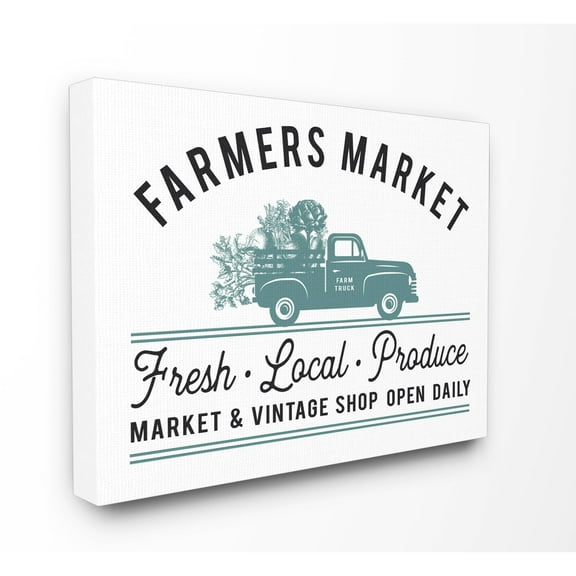 Stupell Farmer's Market Icon Vintage Sign Stretched Canvas Wall Art 16 x 20
