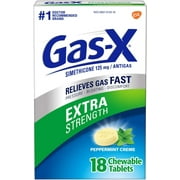 Gas-X Extra Strength Antigas Chewable Tablets, Peppermint Creme, 18 Ea, 3 Pack