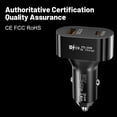 thumbnail image 2 of Universal 50W Car Charger with 1xType C and Standard 1xUSB A Port for 2 Devices Power Supply Support QC3.0 Charging, 2 of 8