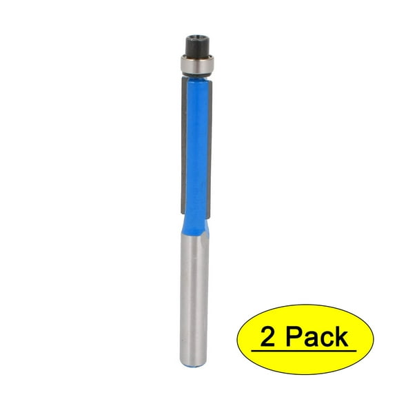 Unique Bargains 2Pcs Straight Shank Double Edged Flush Trim Router Bit 1/4" x 1/4" Carbide, Steel