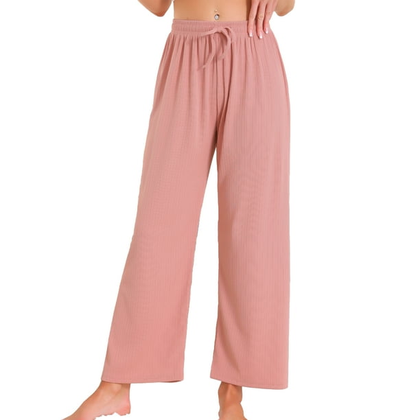INSPIRAR CHIC Pantalones Palazzo de Pierna Ancha de Cintura Alta para Mujeres, Casual, con Cuerda, Cortos, L Rosa